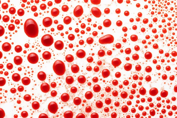 Gotas Sangrientas Sobre Una Textura Fondo Blanco Burbujas Agua Roja —  Fotos de Stock