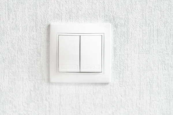 Interruptor Doble Luz Blanco Pared — Foto de Stock