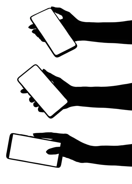 Εικονογράφηση Κολάζ Μιας Σιλουέτας Ενός Χεριού Που Κρατά Smartphone Λευκή — Φωτογραφία Αρχείου
