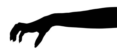 Bir el silueti beyaz arka planda izole edilmiş bir jestin bir şey tuttuğunu ya da aldığını gösteriyor. Farklı jestler gösteren eller