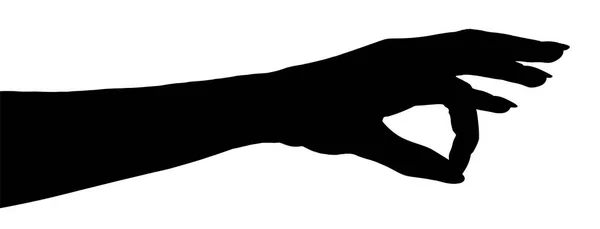 Silhouette Einer Hand Isoliert Weißen Hintergrund Zeigt Geste Hält Etwas — Stockfoto