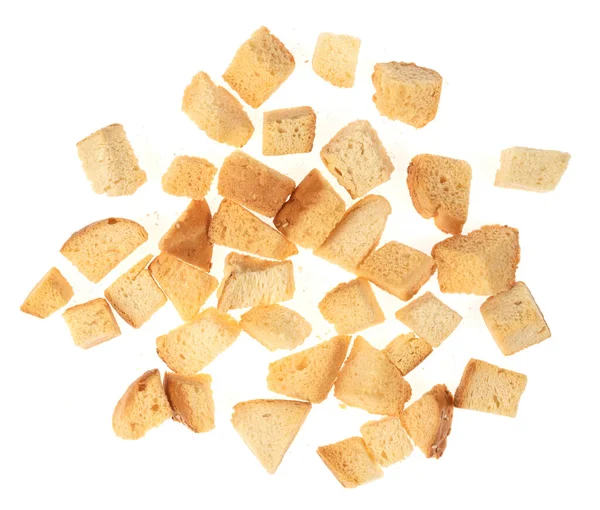 Gebackene Cracker Isoliert Weißen Hintergrund Nahaufnahme Häufen Sie Kleine Stücke — Stockfoto