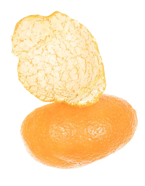 Peau Mandarine Orange Isolée Sur Fond Blanc Peau Agrumes — Photo