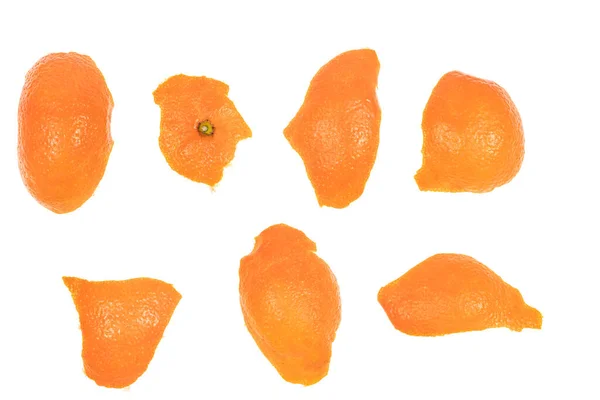 Peau Mandarine Orange Isolée Sur Fond Blanc Peau Agrumes — Photo