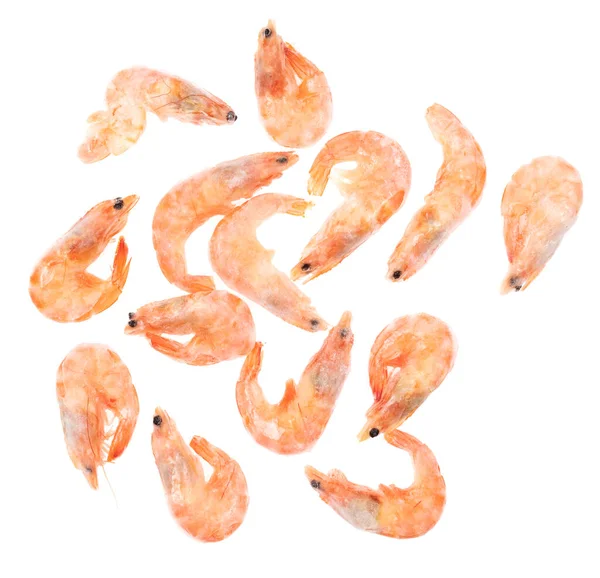 Unpeeled Frozen Shrimp White Background — Stock Photo, Image