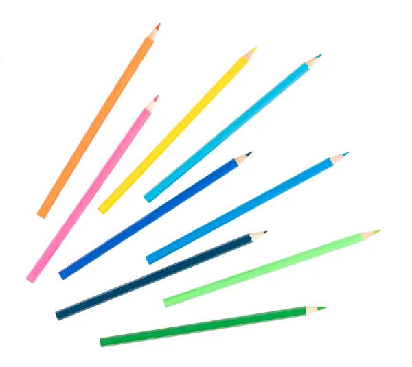 Beyaz Bir Arka Plan Üzerinde Izole Ahşap Renkli Kalemler — Stok fotoğraf