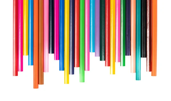 Lápices Color Madera Aislados Sobre Fondo Blanco Una Línea Lápices —  Fotos de Stock