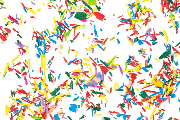 Beyaz Arka Planda Izole Edilmiş Renkli Kalemlerin Grafit Kırıntıları Renkli — Stok fotoğraf