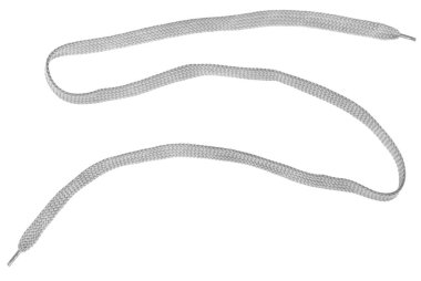 Beyaz arka planda izole edilmiş beyaz kumaş ayakkabı bağcıkları. yakın plan