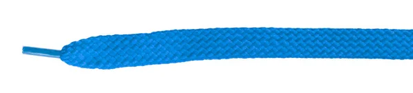 Beyaz Arka Planda Izole Edilmiş Mavi Kumaş Ayakkabı Bağcıkları Yakın — Stok fotoğraf