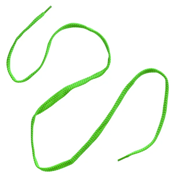 Зелені Тканинні Шнурки Ізольовані Білому Тлі Крупним Планом — стокове фото
