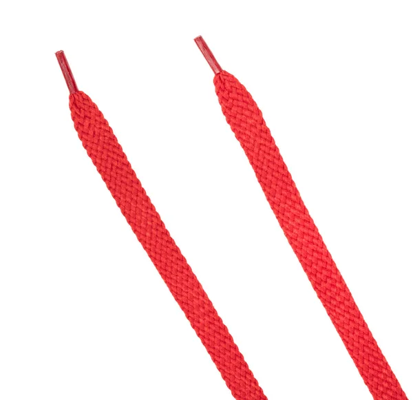 Stringate Tessuto Rosso Isolate Sfondo Bianco Primo Piano — Foto Stock