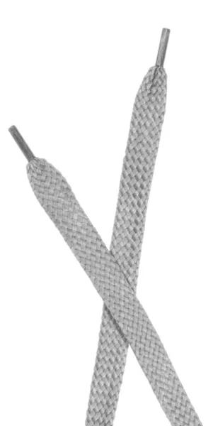 Weiße Schnürsenkel Aus Stoff Isoliert Auf Weißem Hintergrund Nahaufnahme — Stockfoto