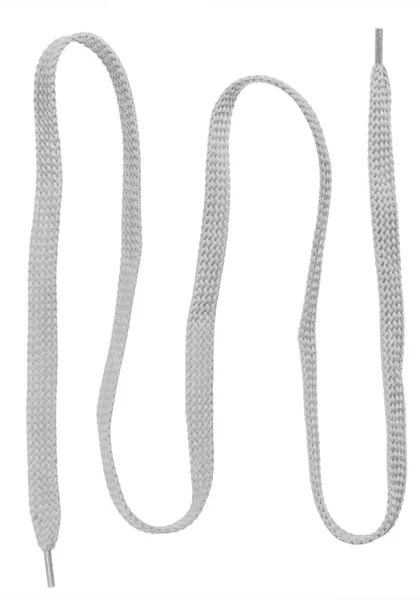 Белые Шнурки Ткани Изолированы Белом Фоне Макро — стоковое фото
