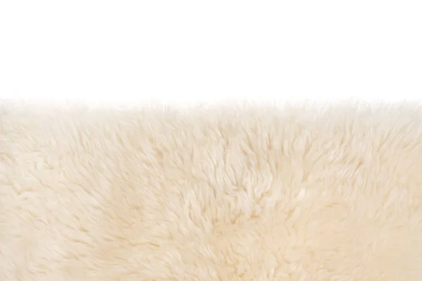 Beige Pluizige Wollen Textuur Geïsoleerde Witte Achtergrond Witte Natuurlijke Bonttextuur — Stockfoto