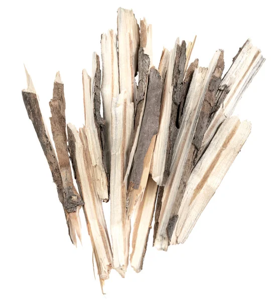 Trockene Zweige Äste Isoliert Auf Weißem Hintergrund Stücke Zerbrochener Holzplanken — Stockfoto