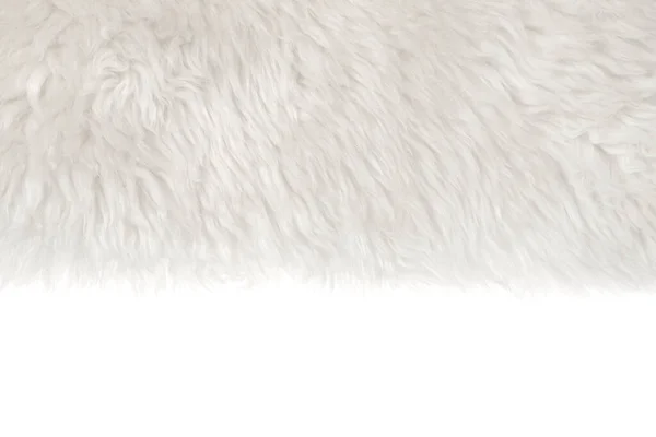 Bianco Soffice Tessuto Lana Isolato Sfondo Bianco Texture Pelliccia Naturale — Foto Stock