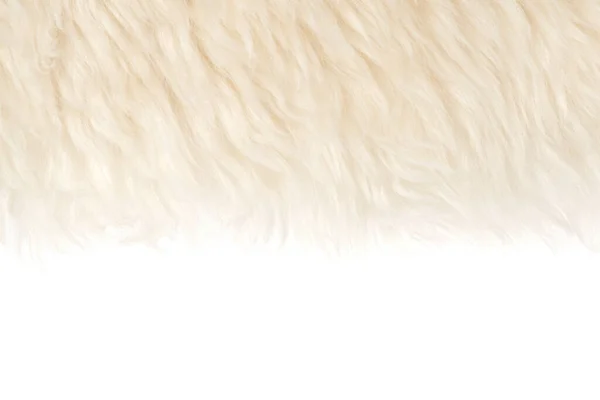 Beyaz Kabarık Yün Dokusu Izole Edilmiş Beyaz Arkaplan Doğal Kürk — Stok fotoğraf