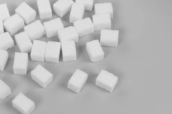 Natural White Sugar Cubes Isolated Gray Background — Stock Photo, Image