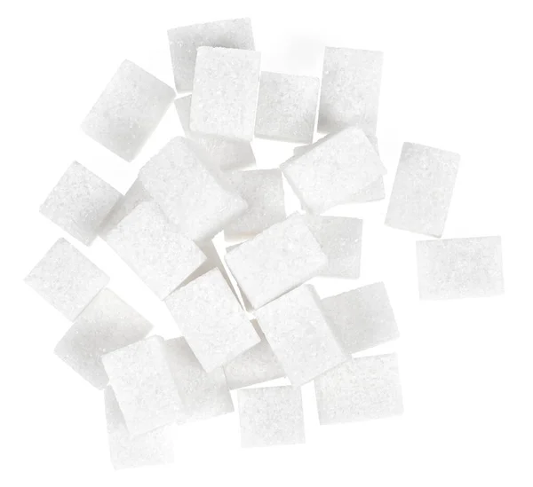 Natürliche Weiße Zuckerwürfel Isoliert Auf Weißem Hintergrund — Stockfoto