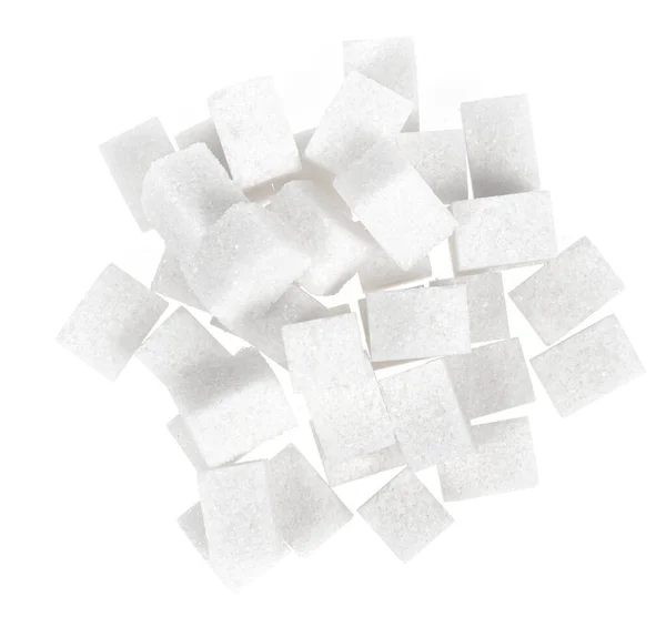Přírodní Bílý Cukr Kostky Izolované Bílém Pozadí — Stock fotografie
