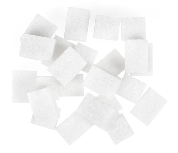 Φυσικοί Κύβοι Λευκής Ζάχαρης Απομονωμένοι Λευκό Φόντο — Φωτογραφία Αρχείου