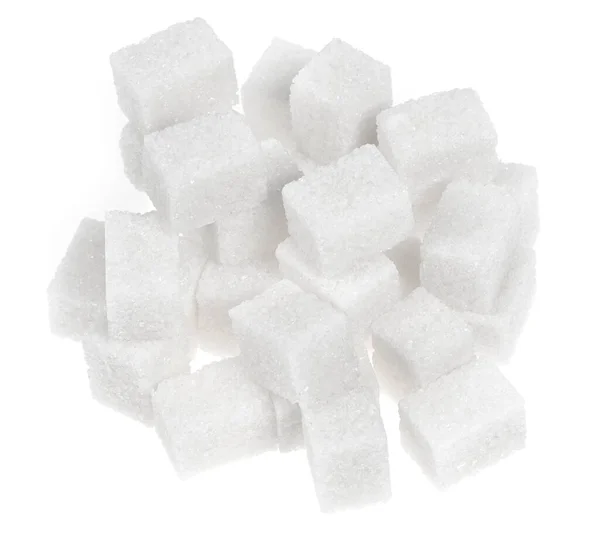 Natural White Sugar Cubes Isolated White Background — Stock Photo, Image