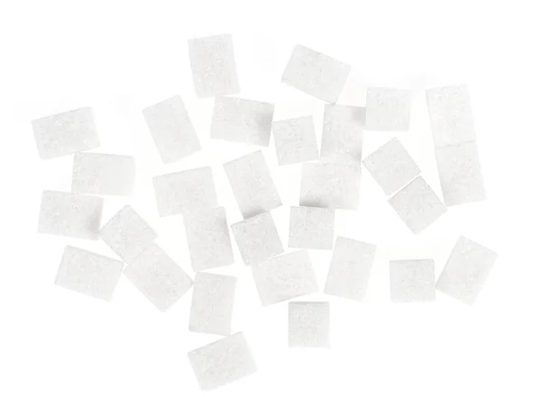 Φυσικοί Κύβοι Λευκής Ζάχαρης Απομονωμένοι Λευκό Φόντο Εικόνα Αρχείου