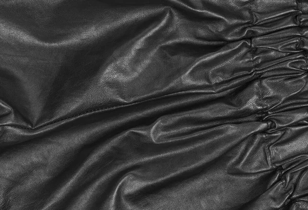 Katlanmış Siyah Deri Kumaş Dokusu Tasarımcılar Için Arkaplan - Stok İmaj