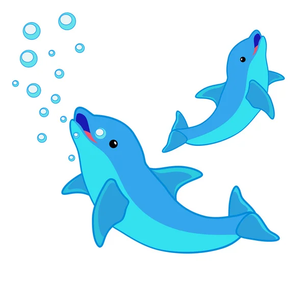 Dolphin dan laut - Stok Vektor