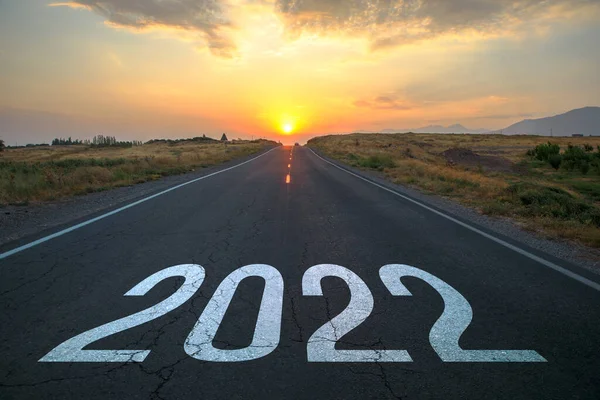 2022 Camino Asfalto Atardecer — Foto de Stock