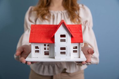 Emlak sigortası ve güvenlik konsepti. Emlakçı çok iyi bir teklif sunuyor.