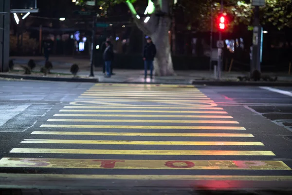 Zebra Crossing City View Night —  Fotos de Stock