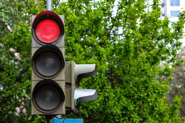 The red traffic light on the street, red ligh