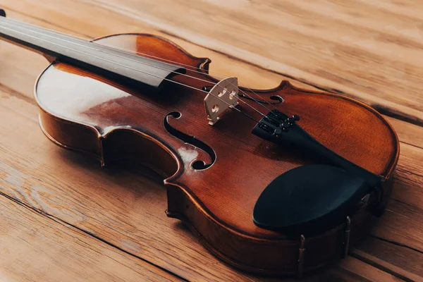 Violin Table Close Violin Wooden Floo — Stockfoto