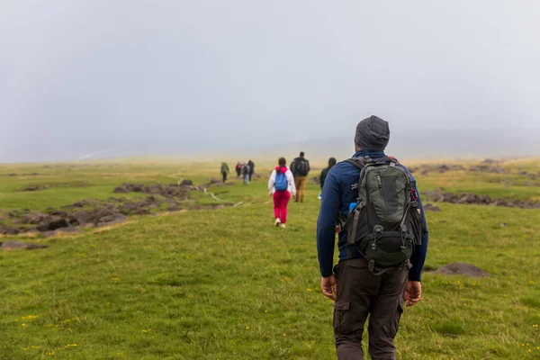 Hikers group traveling in the mountain