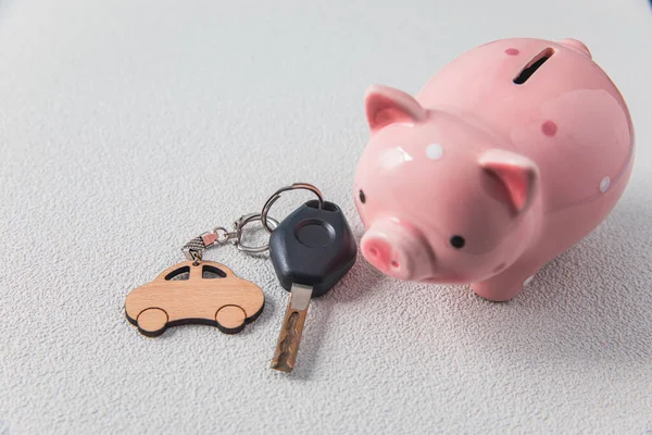 Pink Piggy Bank Car Key — Stockfoto