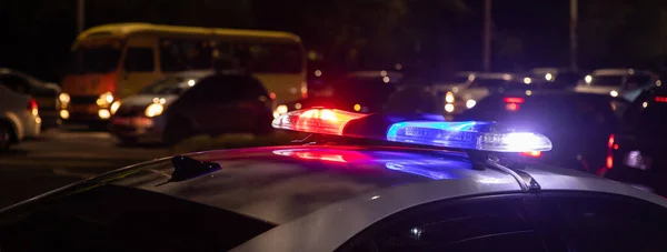 Police Car Lights Night City — Stock Photo, Image