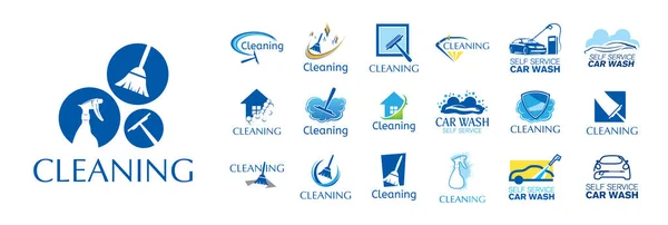 Conjunto Vetorial Logotipos Serviço Limpeza Gráficos Vetores
