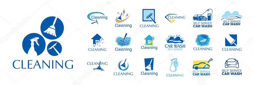 Vector set of cleaning service logos