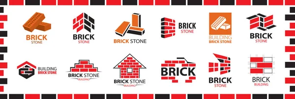 Vector Set Logos Brick Stones — Vettoriale Stock