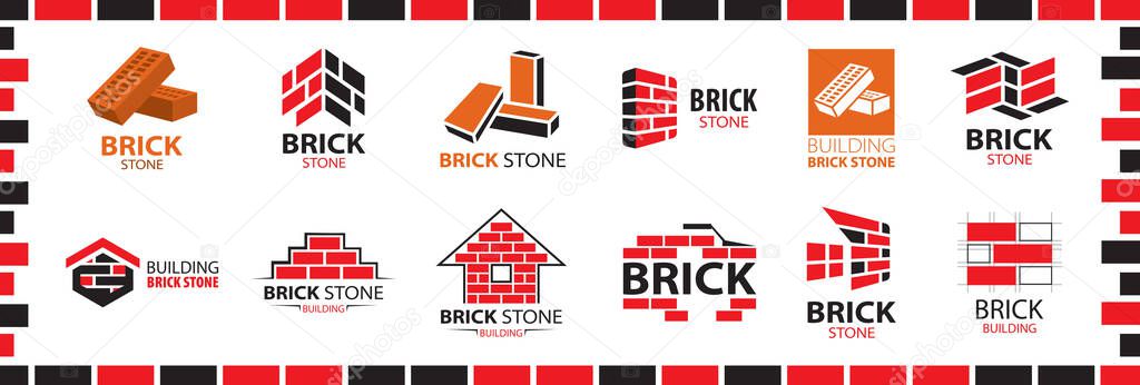 Vector set of logos brick stones