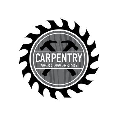 Marangozluk atölyesinin vektör logosu, marangozluk