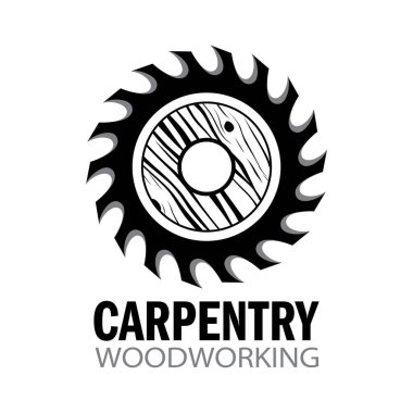 Marangozluk atölyesinin vektör logosu, marangozluk