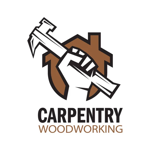 Logotipo Vetor Oficina Carpintaria Madeira — Vetor de Stock