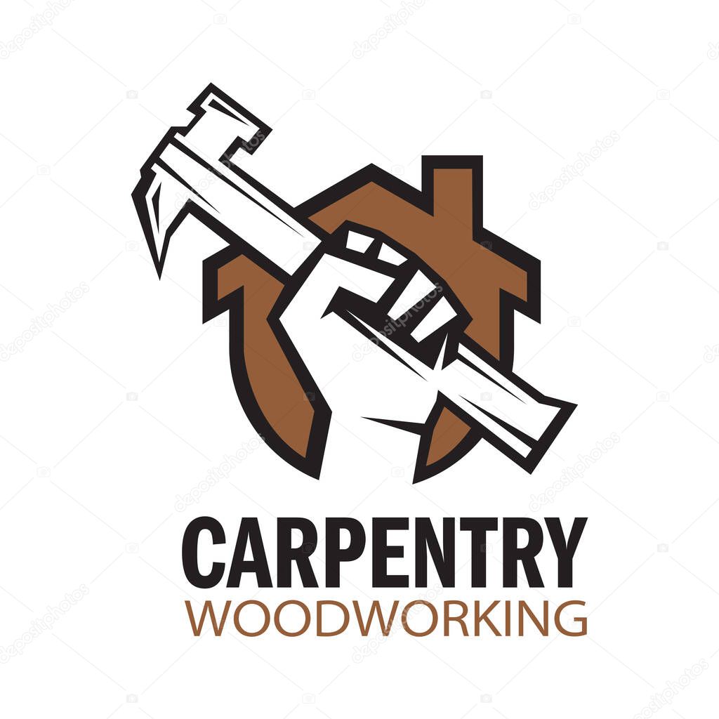 Vector logo of carpentry workshop, woodwork