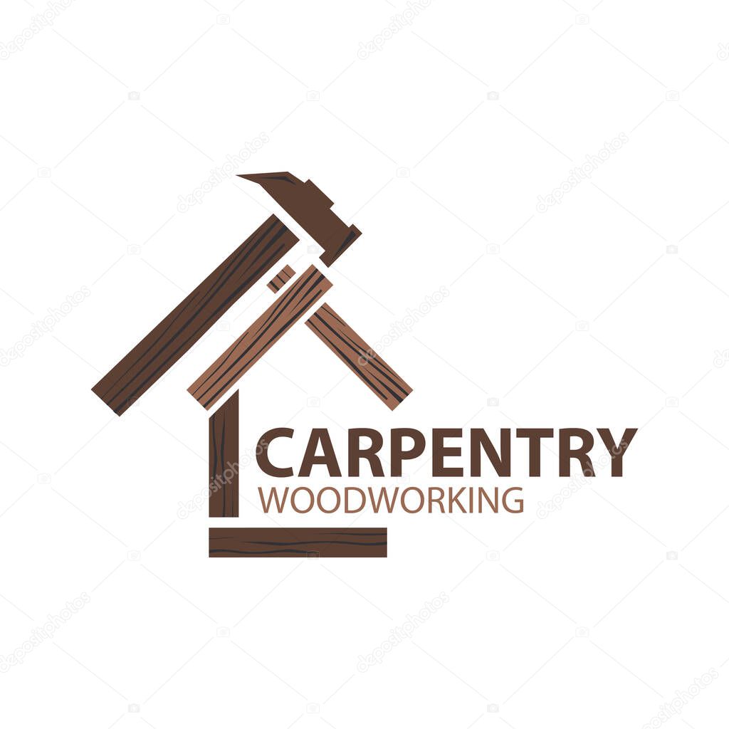 Vector logo of carpentry workshop, woodwork