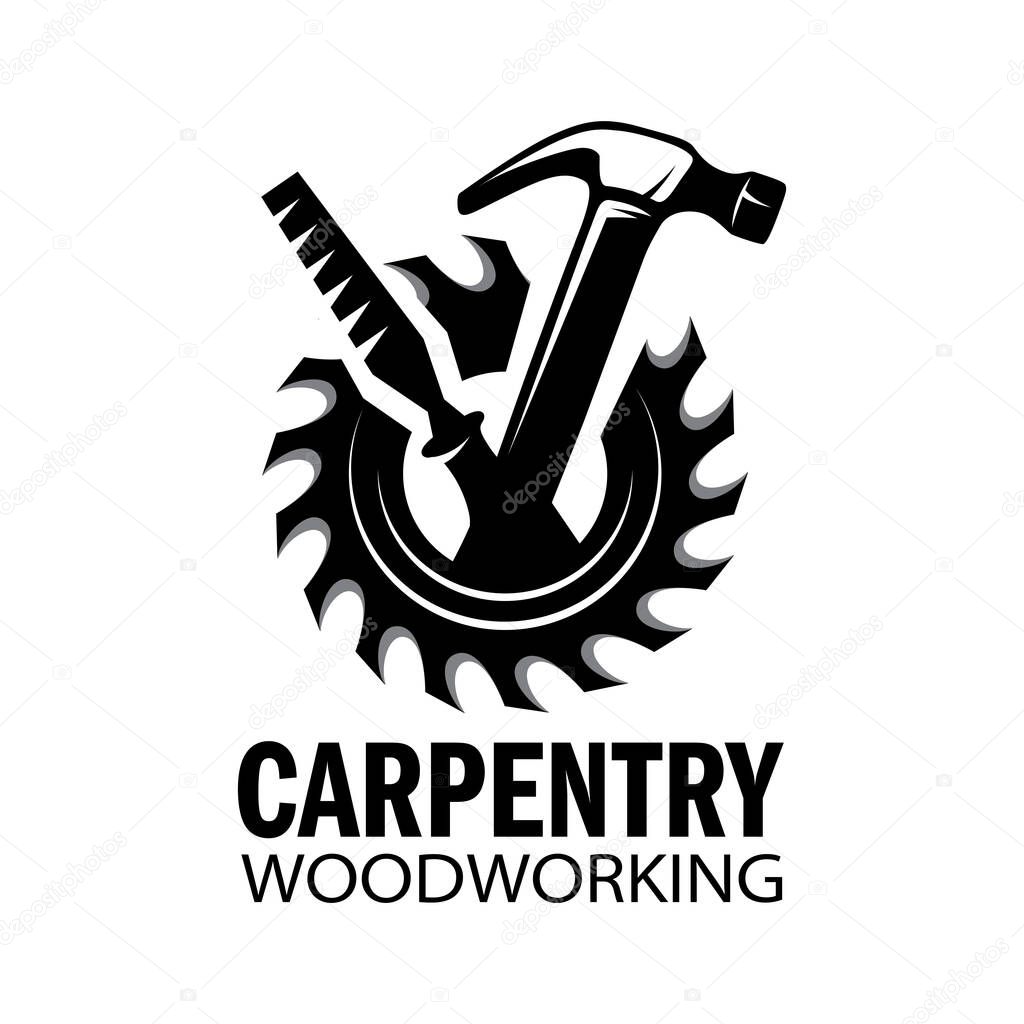 Vector logo of carpentry workshop, woodwork