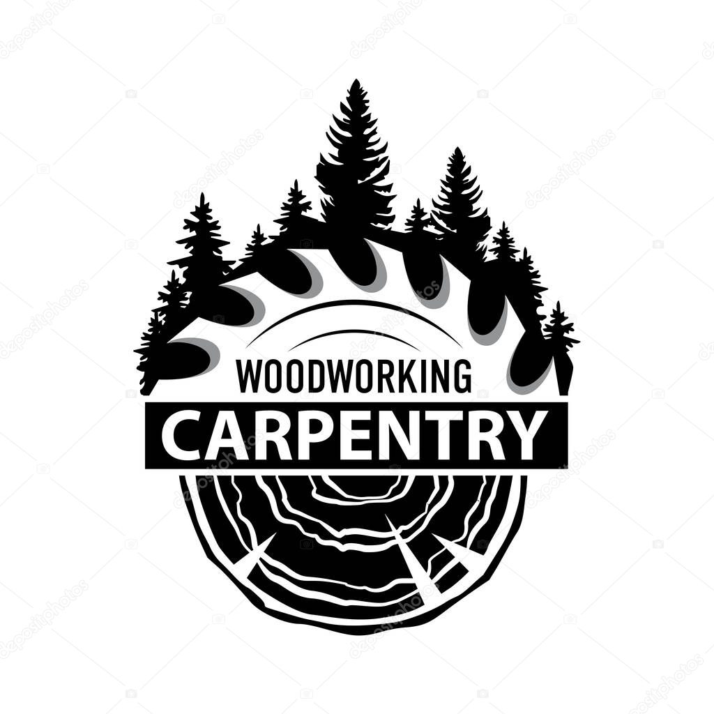 Vector logo of carpentry workshop, woodwork