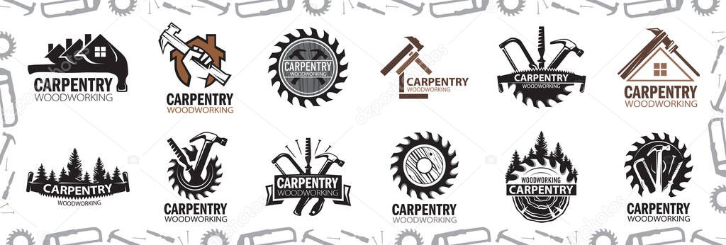 Vector logo of carpentry workshop, woodwork